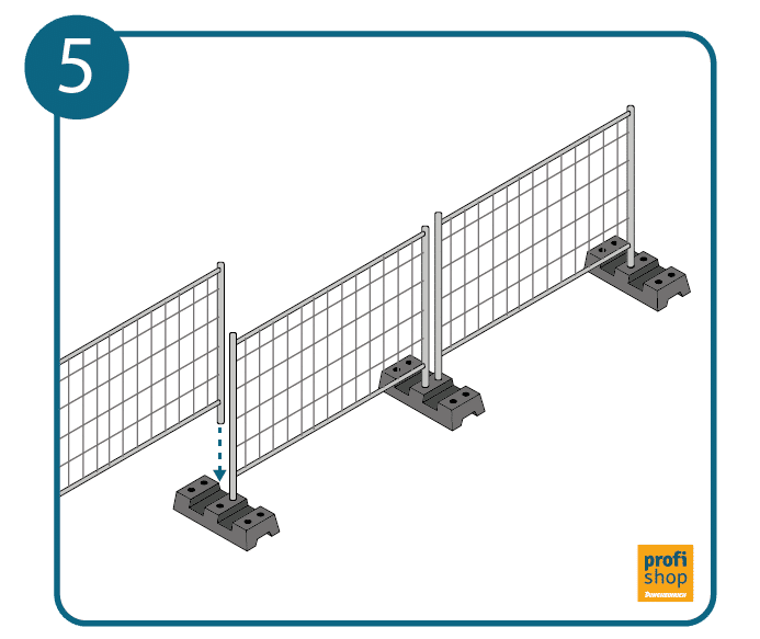 Bauzaun aufstellen Schritt 5: Bauzaun vollständig aufstellen