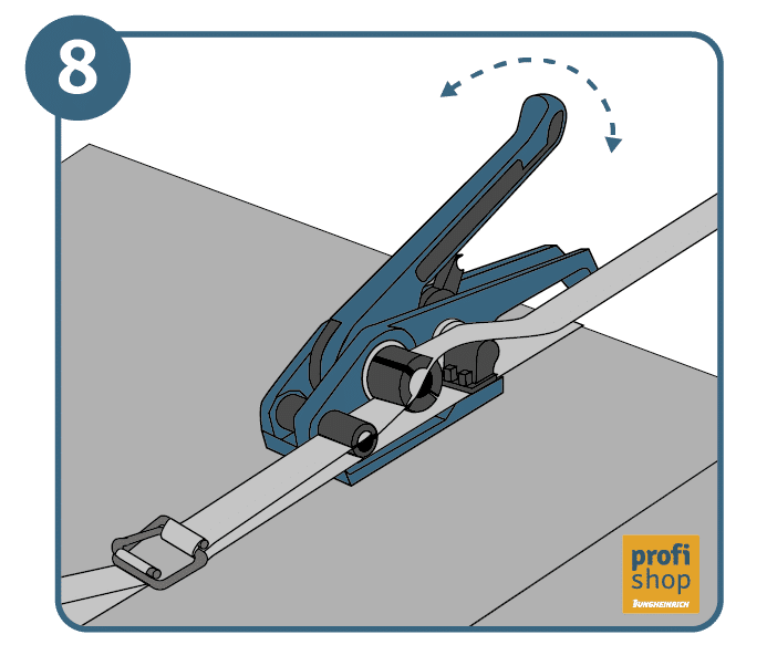 Umreifungsband Anleitung Schritt 8: Spannen des Umreifungsbandes