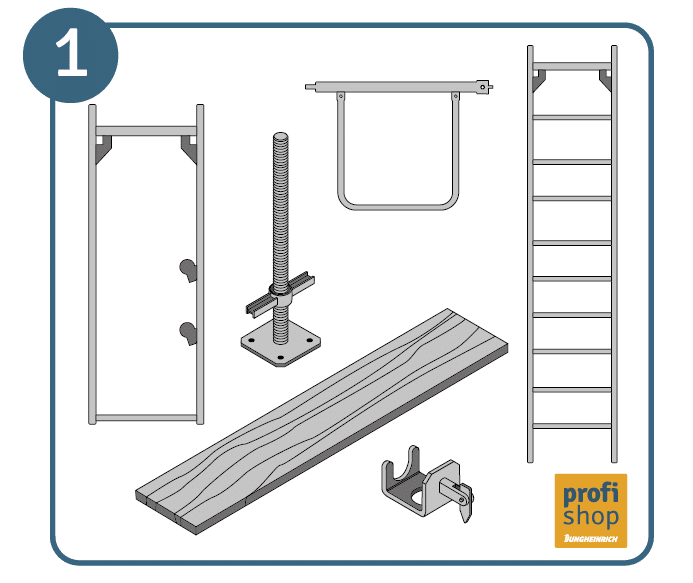 Gerüst aufbauen Schritt 1: Gerüstteile prüfen