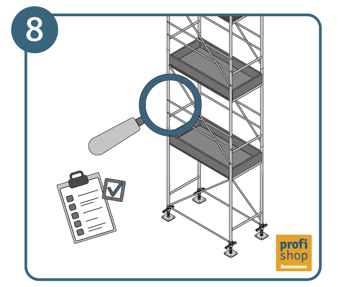 Gerüst aufbauen Schritt 8: Abschlusskontrolle